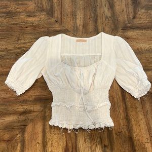 Target, small, white top, fitted, half sleeves